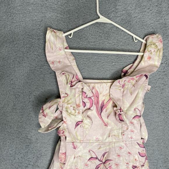 Zimmermann Winsome Apron dress mini 100% linen tie sides floral sleeveless 0 - Picture 5 of 15
